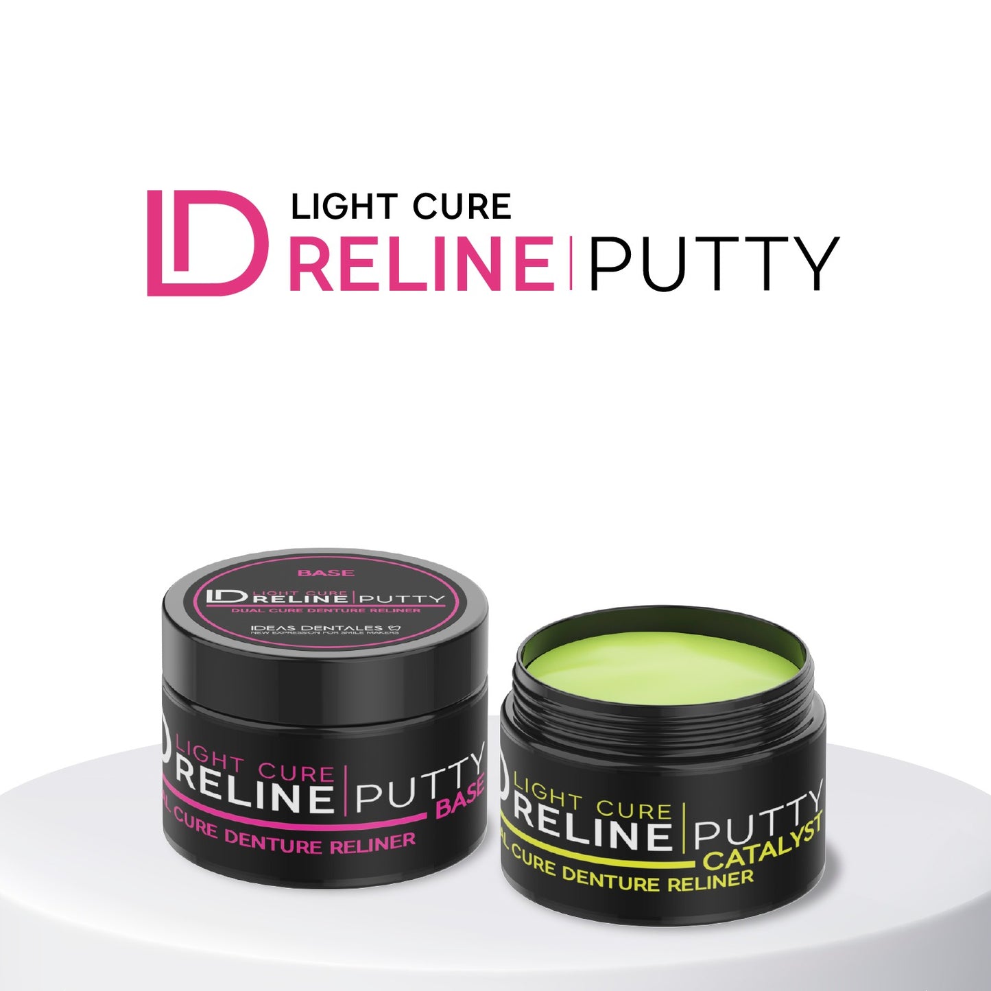 Reline Putty ID – Masilla para Rebase Duro de Dentaduras Curado Dual (Auto + Fotocurado)